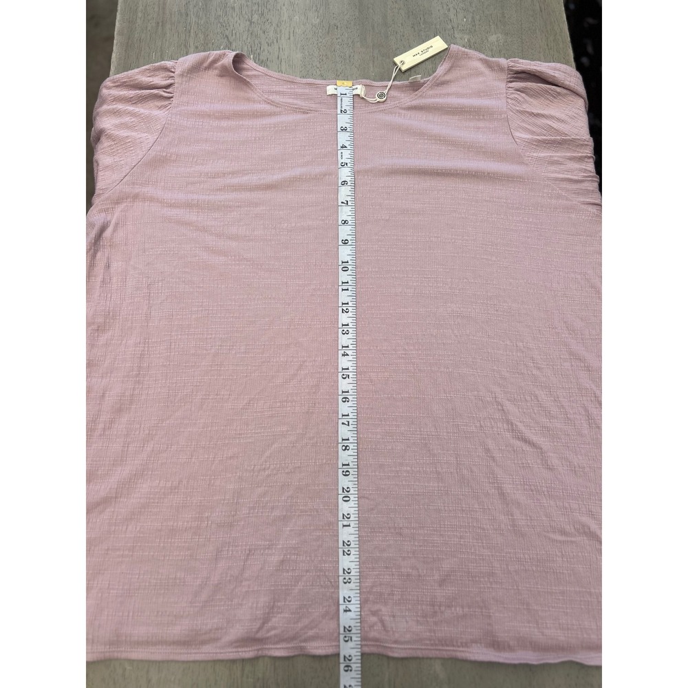 Max Studio London Women 3X Mauve Pink Slub Knit Balloon Sleeve Blouse NWT - Picture 7 of 8